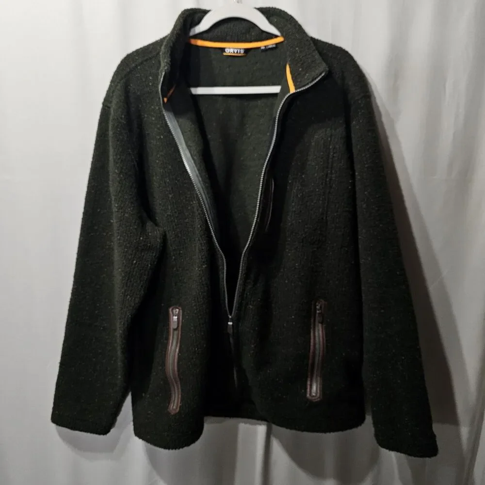 Orvis Bristol Men’s Heathered Green Full Zip Sweater Fleece Size Xl NWOT